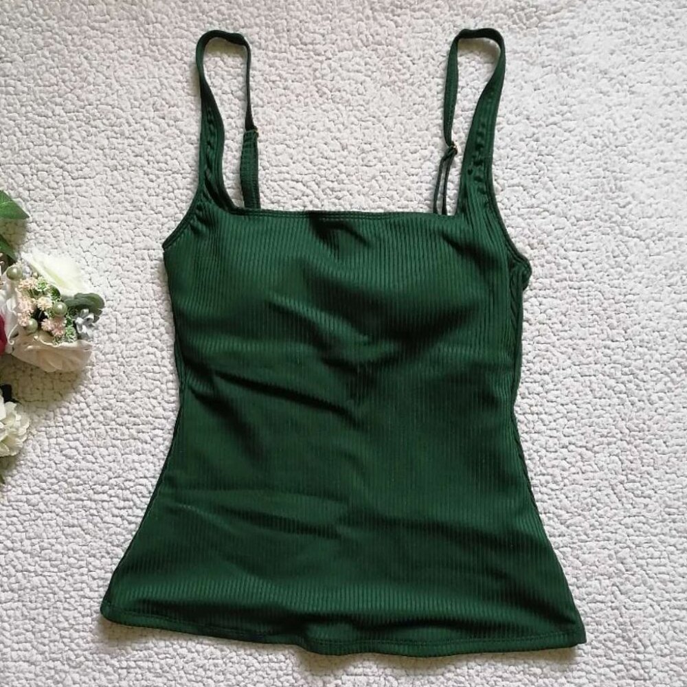BLEU Rod Beattie Women’s Square Neck Tankini Top In Palm, Size 8